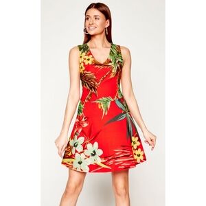 NWT Desigual Memphis Sleeveless Dress, Size Small, Color Red Floral